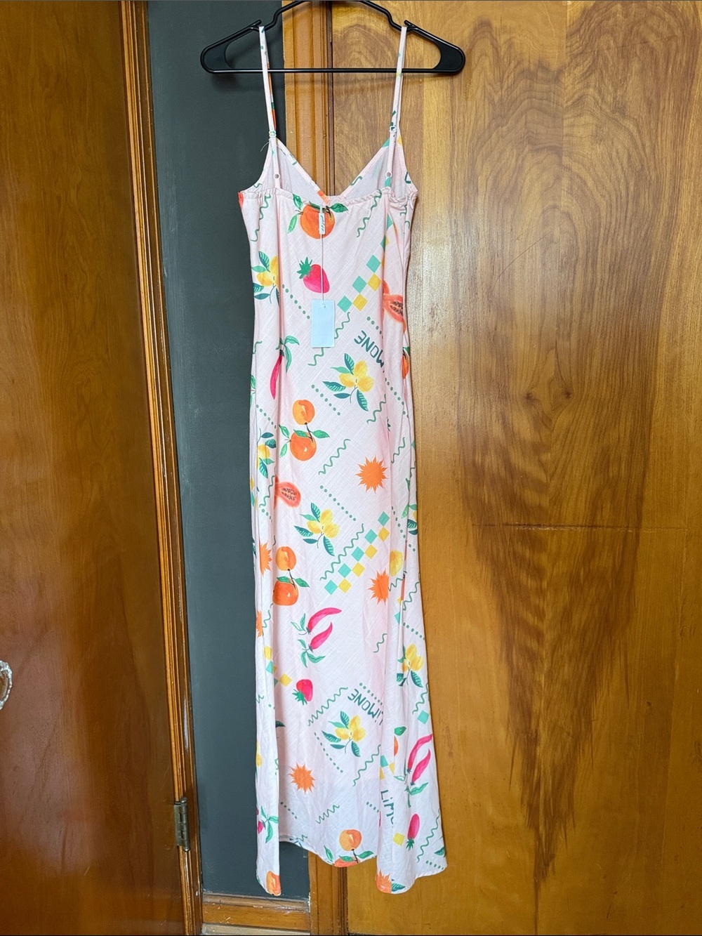 ❇️NWT❇️ Petal & Pup Pink Fruit-Print Slip Maxi Dress - Picture 5 of 10